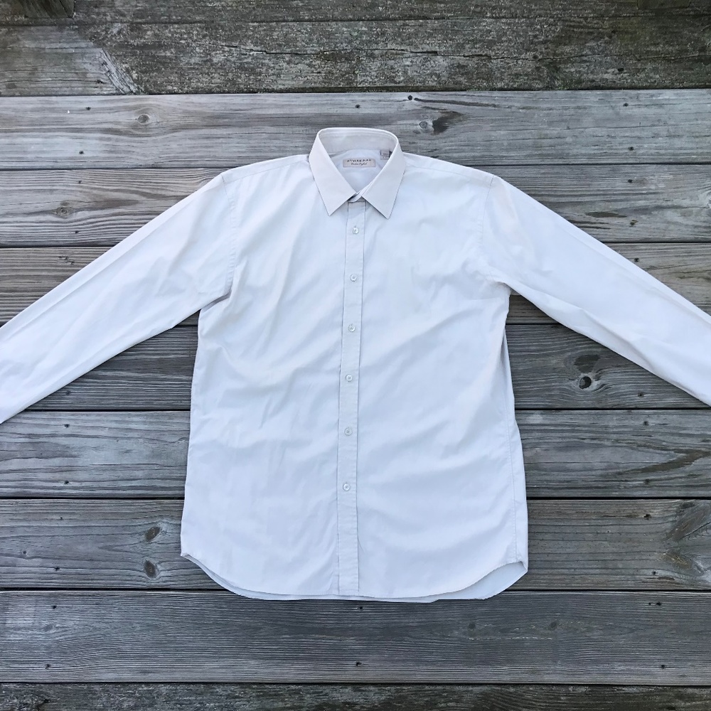 Burberry London Men Shirt Button Down Beige Casual - Picture 2 of 8